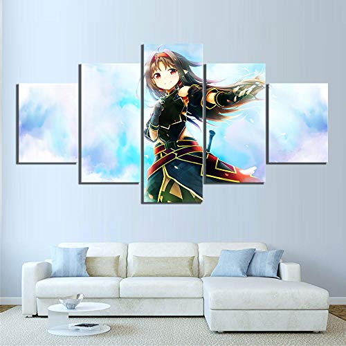 RZHSS Impresiones sobre Lienzo,5 Piezas Anime Sword Art Onlin Modularidad Imagen Póster Obra De Arte Pintura Impresión En Lienzo Habitación Infantil Decoración De Pared (Sin Marco) Tamaño S