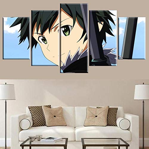 RZHSS Impresiones sobre Lienzo,Decoración Moderna del Hogar Arte De La Pared 5 Piezas Anime Sword Art Onlin Cuadros Modulares Cartel De Pintura sobre Lienzo (Sin Marco) Tamaño L