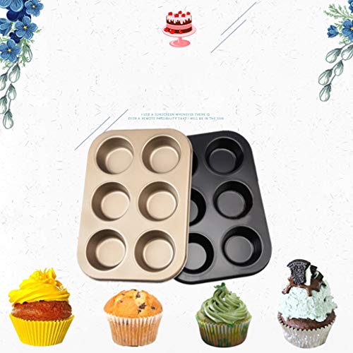 S-TROUBLE 6 Agujeros Antiadherente Molde para Cupcakes Pastel Muffin sartén para Galletas Utensilios de Cocina de Acero al Carbono para Hornear Utensilios para Hornear DIY
