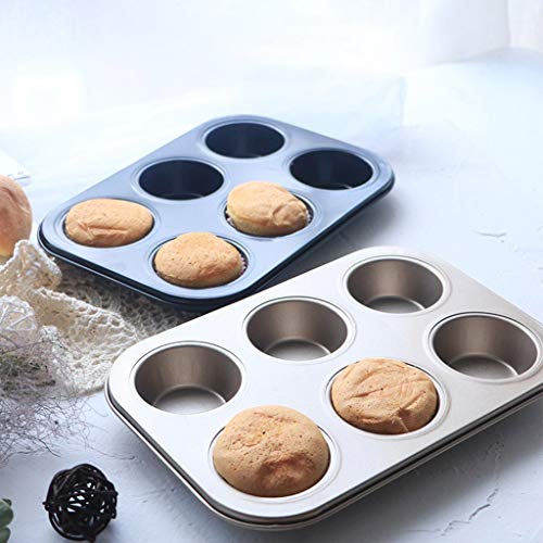 S-TROUBLE 6 Agujeros Antiadherente Molde para Cupcakes Pastel Muffin sartén para Galletas Utensilios de Cocina de Acero al Carbono para Hornear Utensilios para Hornear DIY