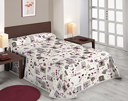 SABANALIA - Colcha Estampada Love (Disponible en Varios tamaños), Cama 160-260 x 280