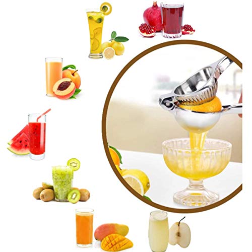 Saijer Exprimidor Limón, Manual De Limón De Acero Inoxidable & Madera Citrus Press con Contenedor 500 ml Zumos Lemon Squeezer para Hacer Zumo Ensalada Bebida 3 PCS