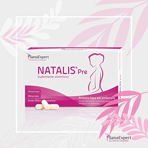 SanaExpert Natalis Pre, Suplemento Vitamínico para la Concepción y Mujeres en Embarazo con Ácido Fólico, Vitamina D, Hierro, Vitaminas para la Fecundación- 30 Cápsulas (1)