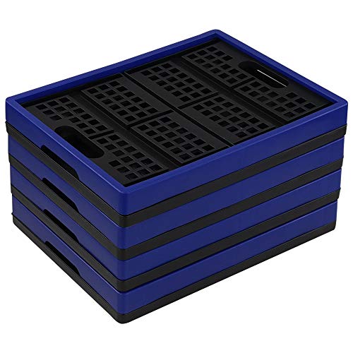 Sandmovie Cesta Cajas de Almacenamiento Plegables para La Colada de Plástico, Color Negro y Azul Profundo, 4 Paquetes