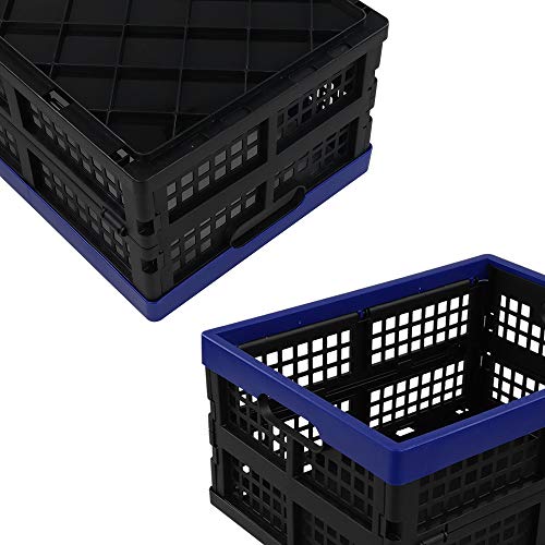 Sandmovie Cesta Cajas de Almacenamiento Plegables para La Colada de Plástico, Color Negro y Azul Profundo, 4 Paquetes