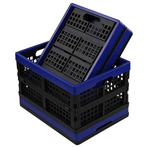 Sandmovie Cesta Cajas de Almacenamiento Plegables para La Colada de Plástico, Color Negro y Azul Profundo, 4 Paquetes