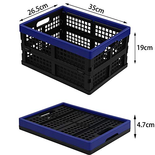 Sandmovie Cesta Cajas de Almacenamiento Plegables para La Colada de Plástico, Color Negro y Azul Profundo, 4 Paquetes