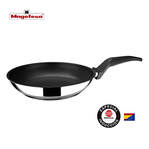 SARTÉN MAGEFESA Black Steel Set 4 Piezas. Sartén Fabricada en Acero Inoxidable 18/10, Antiadherente Triple Capa, Apta INDUCCIÓN. Fácil Limpieza. Apto para lavavajilla.