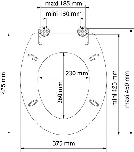 SCHÜTTE - Asiento de inodoro con núcleo de madera MDF, con descenso automático, apto para todos los inodoros habituales, asiento y tapa en imitación de madera