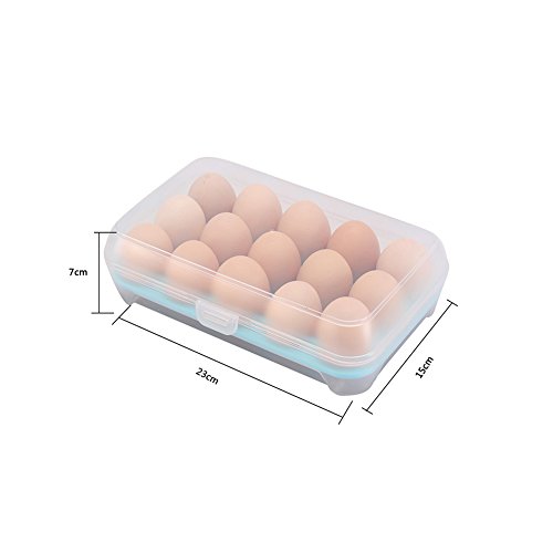 Scrox 1x Huevera plastico Gran Capacidad Estuche Transparente con Tapa Cajas de almacenaje plastico Cocina Envases para Alimentos Huevera frigorifico (Azul)