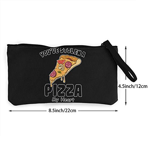 SDFGJ Has robado una Pizza My Heart Monedero de Lona Monedero Monedero Novedad Monedero Monedero Bolsa de teléfono móvil con Cremallera