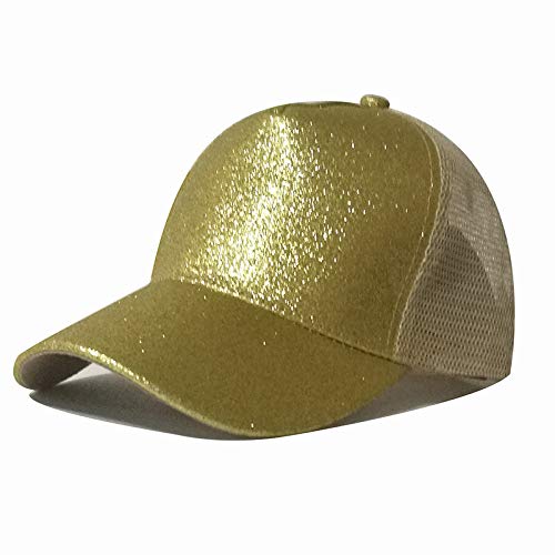 sdssup Gorra de béisbol con Cola de Caballo de Apertura Posterior Gorra de Malla con Brillo 11 Oro Local sin estándar Ajustable