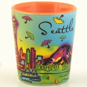 Seattle - Vaso de chupito, diseño de arcoíris