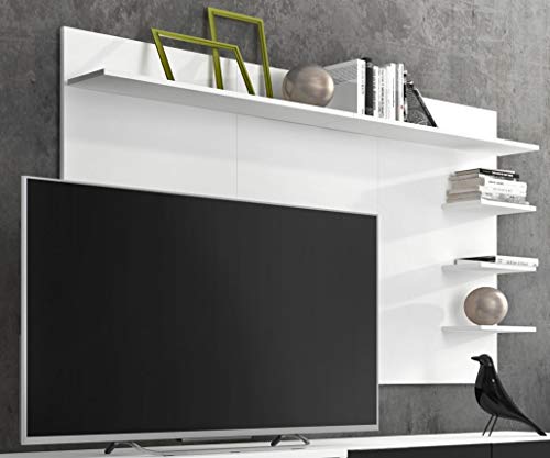 SelectionHome - Mueble salón Comedor con vinoteca, Acabado Blanco Mate y Negro Brillo Lacado, Medidas: 295 x 57/40 x 175 cm de Altura