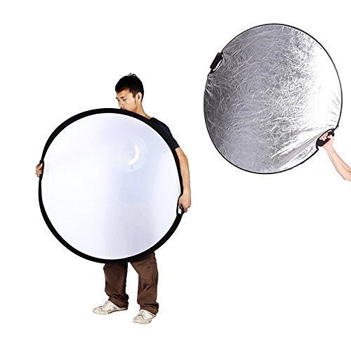 Selens 110CM 5 en 1 Reflector de Luz Redondo Plegable Portátil con Asa Iluminación Estudio Fotográfico Fotografía Al Aire Libre, Color Negro, Blanco, Oro, Plata, Translúcido