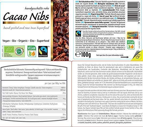 Semillas de Cacao crudas Bio 700 gr granos habas de cacao criollo ecológicas 100% naturales organic Cacao Nibs 7x100 gr