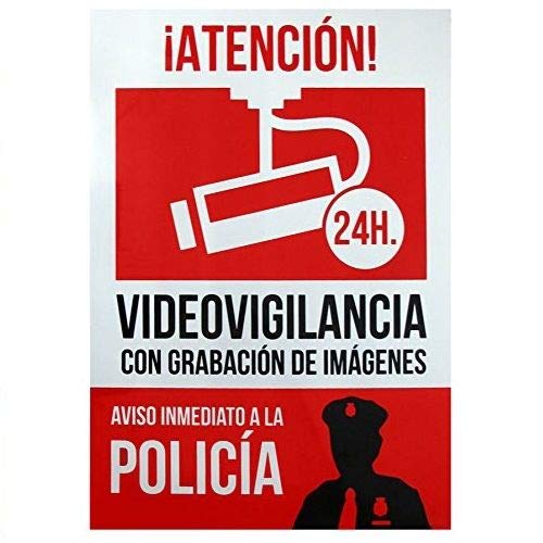 Señal alarma conectada aviso policia PVC 21x30cm Rojo