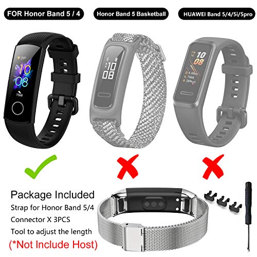 SenMore Correa Compatible para Honor Band 4 Band 5, Pulsera Correa de Acero Inoxidable Agradable Impermeable reemplazo Correa para Honor Band 5 Band 4 (No Host) (For Honor Band 5/4, Oro)