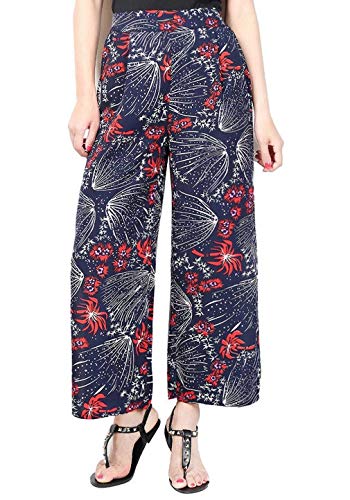 Señoras Pantalones Modernos De Yoga Impreso con Elástico Tenedor Dibujos Abierto Piernas Anchas Pantalones Pantalones Largos Sueltos Palazzo (Color : Blau-Rot, Size : M)