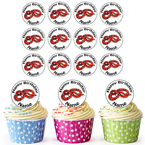 Serpiente 24 personalizado comestible cupcake toppers/adornos de tarta de cumpleaños – fácil troquelada círculos