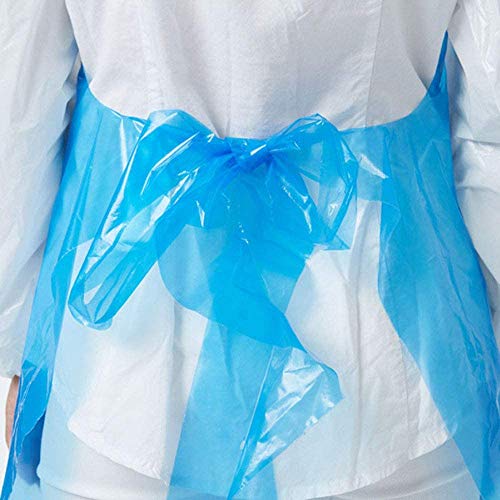 ShineBlue 100 delantales desechables impermeables de polietileno de 110 cm x 65 cm, adultos niños gruesos, duraderos para cocinar, limpiar, dibujar, barbacoa eficazmente evitar manchas