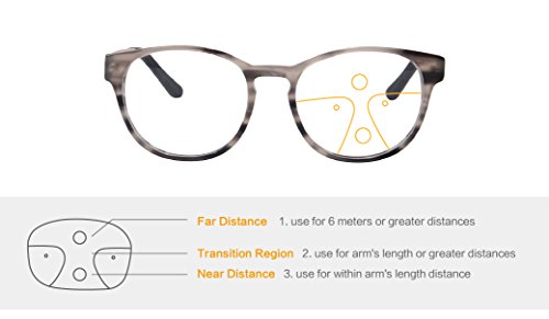 SHINU Progresiva Multiple Focus Gafas de Lectura Vidrios Multifocus Multifocales Computer Gafas de Lectura-ZF110 (grey, up+1.00, down+2.50(normal lens))