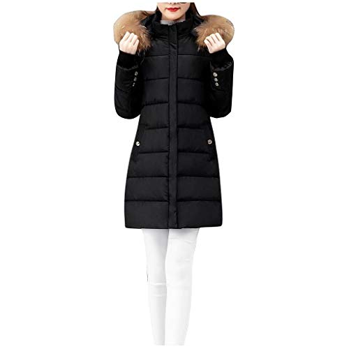 SHOBDW Liquidación Venta Plumas Abrigos Mujer Invierno Largos Lana Calentar Cardigan Mujer Bolsillo Cremallera Chaqueta Mujer Rebajas Abrigo Parker con Capucha Talla Grande(Negro,M)