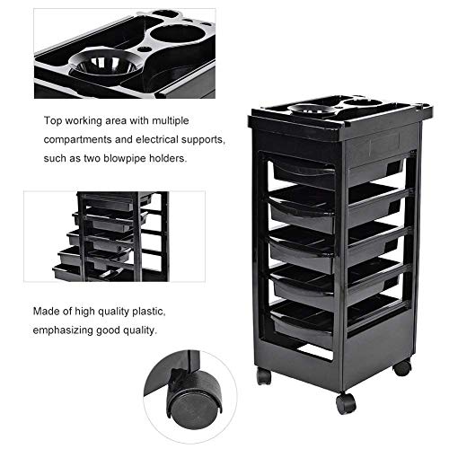 Shopping Trolleys Salón Carro de Compras de Coches Altura Ajustable Cesta de Pelo Almacenamiento Instrumento salón con 5 cajones