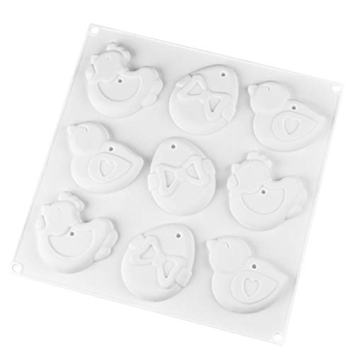 SHUHUI Molde para Galletas De Gallo De 9 Cavidades, Molde De Silicona para Gallina, Molde para Chocolate Y Huevo, Molde De Silicona para Postre, Herramientas para Decoración De Pasteles