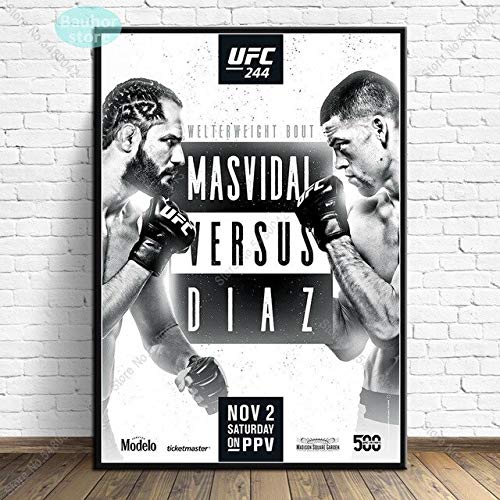 shuimanjinshan Art Poster UFC 244 Nate Diaz Vs Jorge Masvidal MMA Fight Canvas Painting Posters and Prints Wall Art for Living Room Home Decor 50x70cm 01