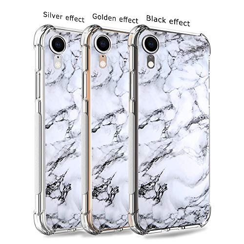 shumei Funda iPhone XR con Protectores de 2 Pantalla, Carcasa Trasera Protectora Transparente y Suave de TPU a Prueba de Golpes Case iPhone XR 6.1 Pulgada Funda para teléfono móvil (Mármol)