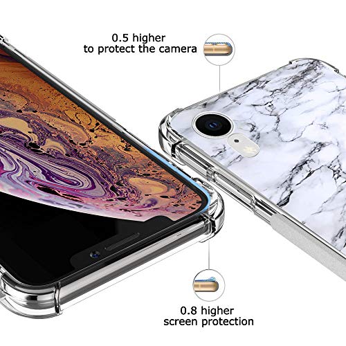 shumei Funda iPhone XR con Protectores de 2 Pantalla, Carcasa Trasera Protectora Transparente y Suave de TPU a Prueba de Golpes Case iPhone XR 6.1 Pulgada Funda para teléfono móvil (Mármol)