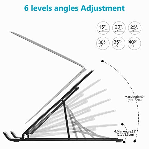 SHYOSUCCE Soporte para Portátil, Aluminio Ventilado Refrigeración Soporte Ordenador Portátil, Laptop Stand Ajustable pour Huawei MateBook, HP, Dell, Samsung