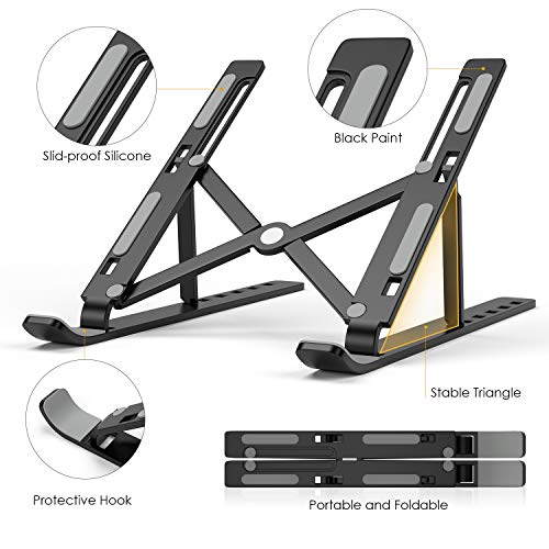 SHYOSUCCE Soporte para Portátil, Aluminio Ventilado Refrigeración Soporte Ordenador Portátil, Laptop Stand Ajustable pour Huawei MateBook, HP, Dell, Samsung