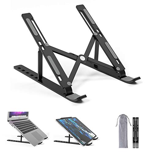 SHYOSUCCE Soporte para Portátil, Aluminio Ventilado Refrigeración Soporte Ordenador Portátil, Laptop Stand Ajustable pour Huawei MateBook, HP, Dell, Samsung