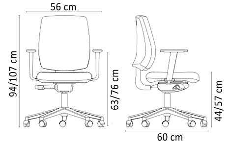 Silla giratoria Blanca de Oficina y Escritorio, Modelo Torino, diseño 100% Blanco ergonómico con Contacto Permanente (Turquesa)