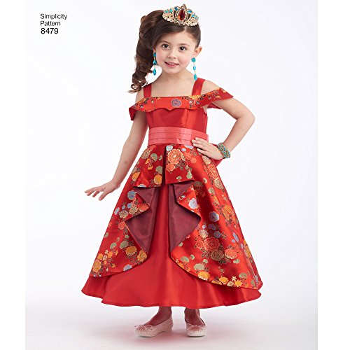 Simplicity 8479Pattern 8479 Disney's Elena of Avalor - Disfraz Infantil (Papel, 3-4-5-6-7-8), Color Blanco