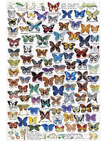 SJJUAN Rompecabezas De 1000 Piezas, Ensamblaje De Madera, Juguetes Educativos para Adultos Y Niños, Alta Definición - Butterfly Atlas