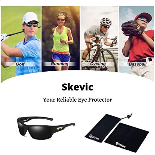 Skevic Gafas de Sol Hombre Mujer Polarizadas TR90 - Gafas Running, Gafas Ciclismo Hombre Ideales para Deporte, Pesca, MTB, Esquí, Golf, Bicicleta, etc. Gafas de Sol Deportivas Protección 100% UV400