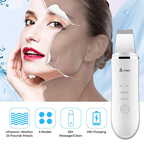 Skin Scrubber Depurador Ultrasónico Facial, 2NLF Limpiador Ultrasónico Facial 4 In 1 Electric Blackhead Remover para Puntos Negros y Espinillas, Masajeador Facial, USB Charge