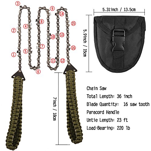 Skyocean Portátil Motosierra de Mano con Mango de Paracord Plegable Sierra de Acero Inoxidable para Ramas Y Pequeños ÁRboles Supervivencia Camping Jardin (36inch-16 Dientes)