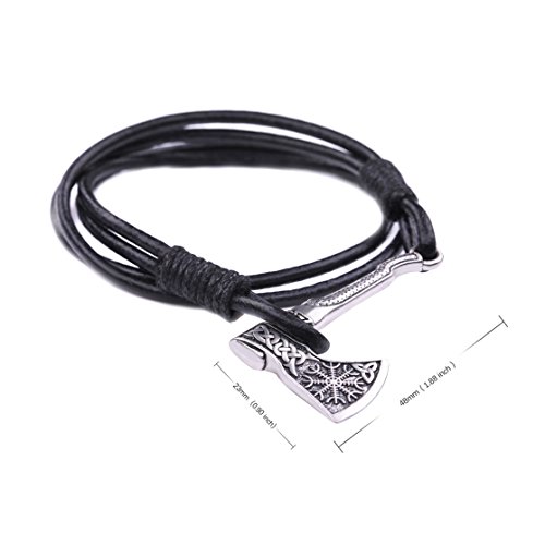 Skyrim Gothic Rune - Pulsera con logo de hacha ajustable con Kont celta y nudo vikingo, diseño pagano