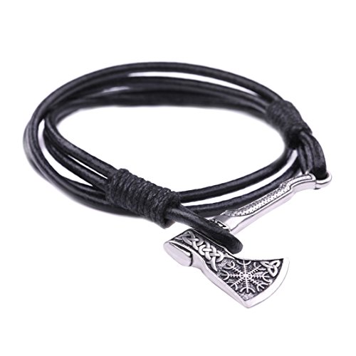 Skyrim Gothic Rune - Pulsera con logo de hacha ajustable con Kont celta y nudo vikingo, diseño pagano