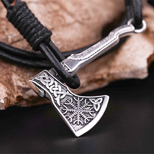 Skyrim Gothic Rune - Pulsera con logo de hacha ajustable con Kont celta y nudo vikingo, diseño pagano