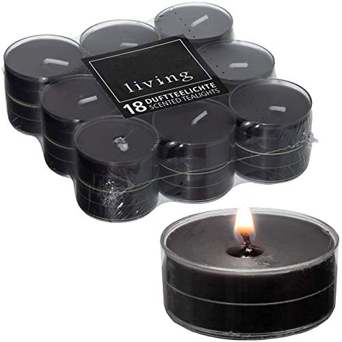 Smart Planet - Velas perfumadas (18 unidades, con funda transparente), color negro