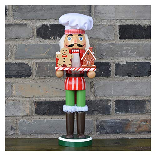 SMchwbc 34cm de Navidad Decoración de Madera Cascanueces Caramelo Cocinero figurita for la Navidad de decoración del hogar Decoración Artesanía de Madera