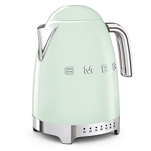 SMEG Calentador de Agua electrico, hervidor KLF04PGEU, 2400 W, 1.7 litros, De plástico, Acero Inoxidable, Verde Pastel