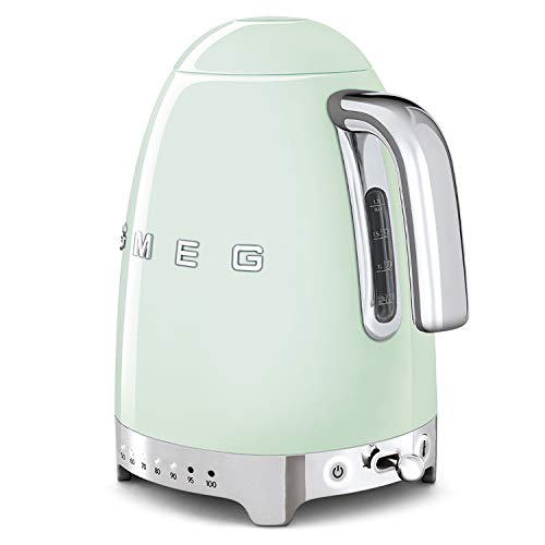 SMEG Calentador de Agua electrico, hervidor KLF04PGEU, 2400 W, 1.7 litros, De plástico, Acero Inoxidable, Verde Pastel