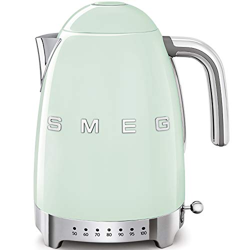 SMEG Calentador de Agua electrico, hervidor KLF04PGEU, 2400 W, 1.7 litros, De plástico, Acero Inoxidable, Verde Pastel