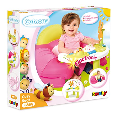 Smoby Cotoons - Asiento para bebé con mesa de actividades Rosa.